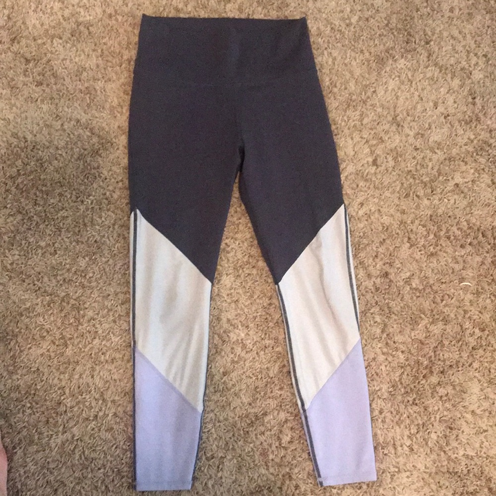 Fabletics navy/purple powerhold leggings
